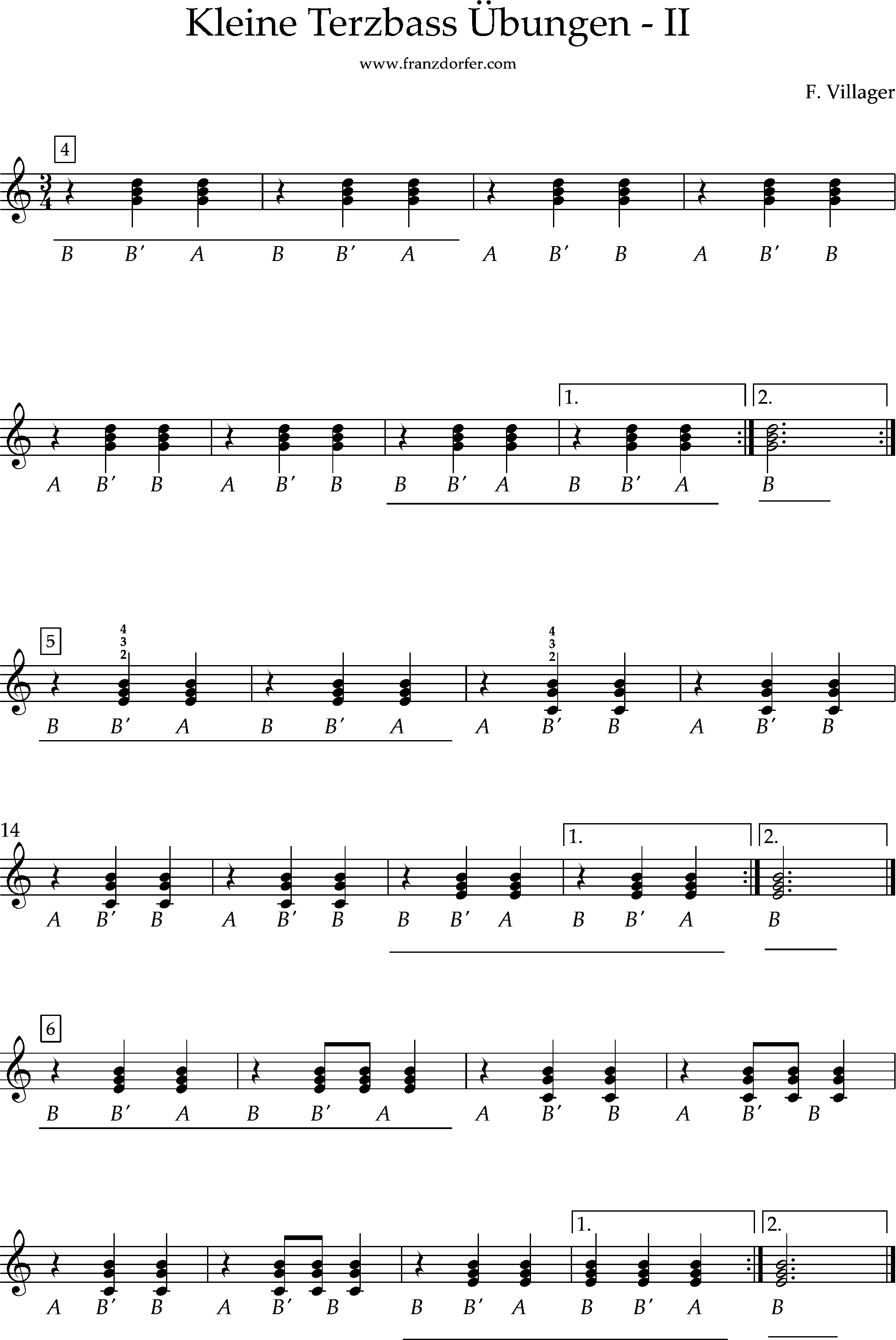 Ziachnoten, steirische lernen Terzbass, Teil 2 steirische Terzbass lernen, kleine Übungen